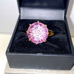 Costume Jewelry Large Round Pink Rhinestone Ring